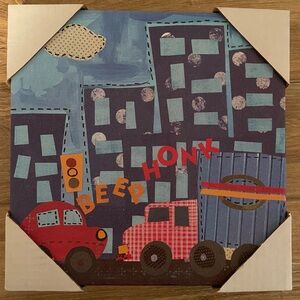 NIP Oopsy Daisy Too Transportation City Kids Canvas Wall Art Trucks  10” x 10”